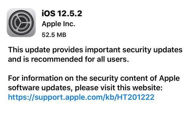 鼓楼苹果手机维修分享iOS12.5.2发布，建议所有老苹果用户安装 